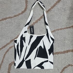 NWT Express Black and White Geometric Halter Top